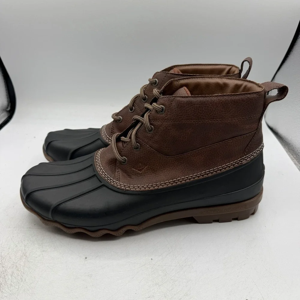 Sperry Brewster Duck Boots Mens Sz 12 Brown Black Rain Waterproof STS22783